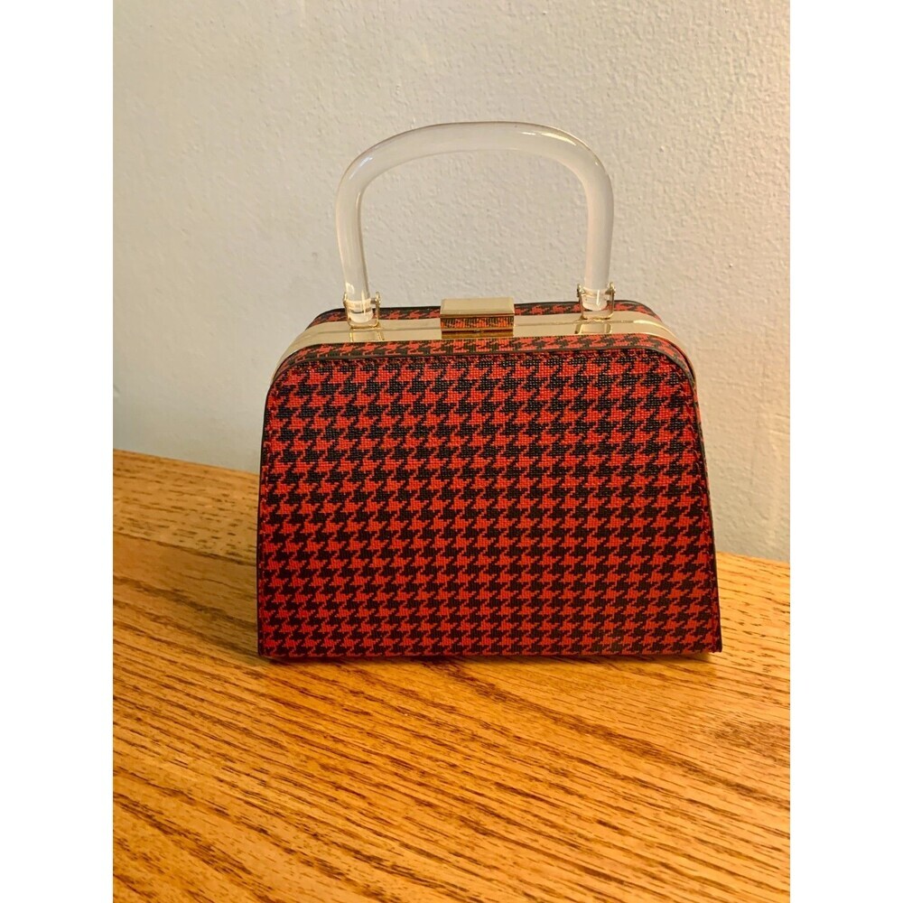 Cato C Est.1946 mini Houndstooth handbag Case Hard Lucite Crossbody Plaid Preppy